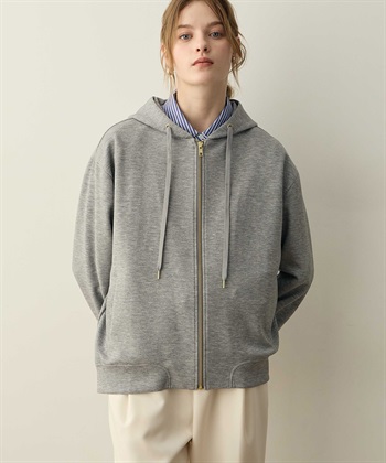 ワイドジップパーカー(チャコールグレー-M)