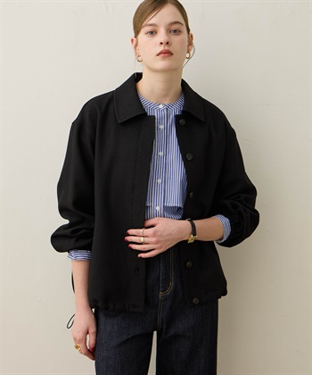 ウーリッシュドロストブルゾン(ブラック-M)