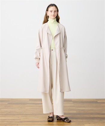【WEB限定】リネンライクガウンロングコート(ベージュ-M)