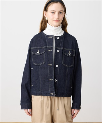 LE SOUK HOLIDAY ノーカラーストレッチデニムジャケット_variationthumb_2