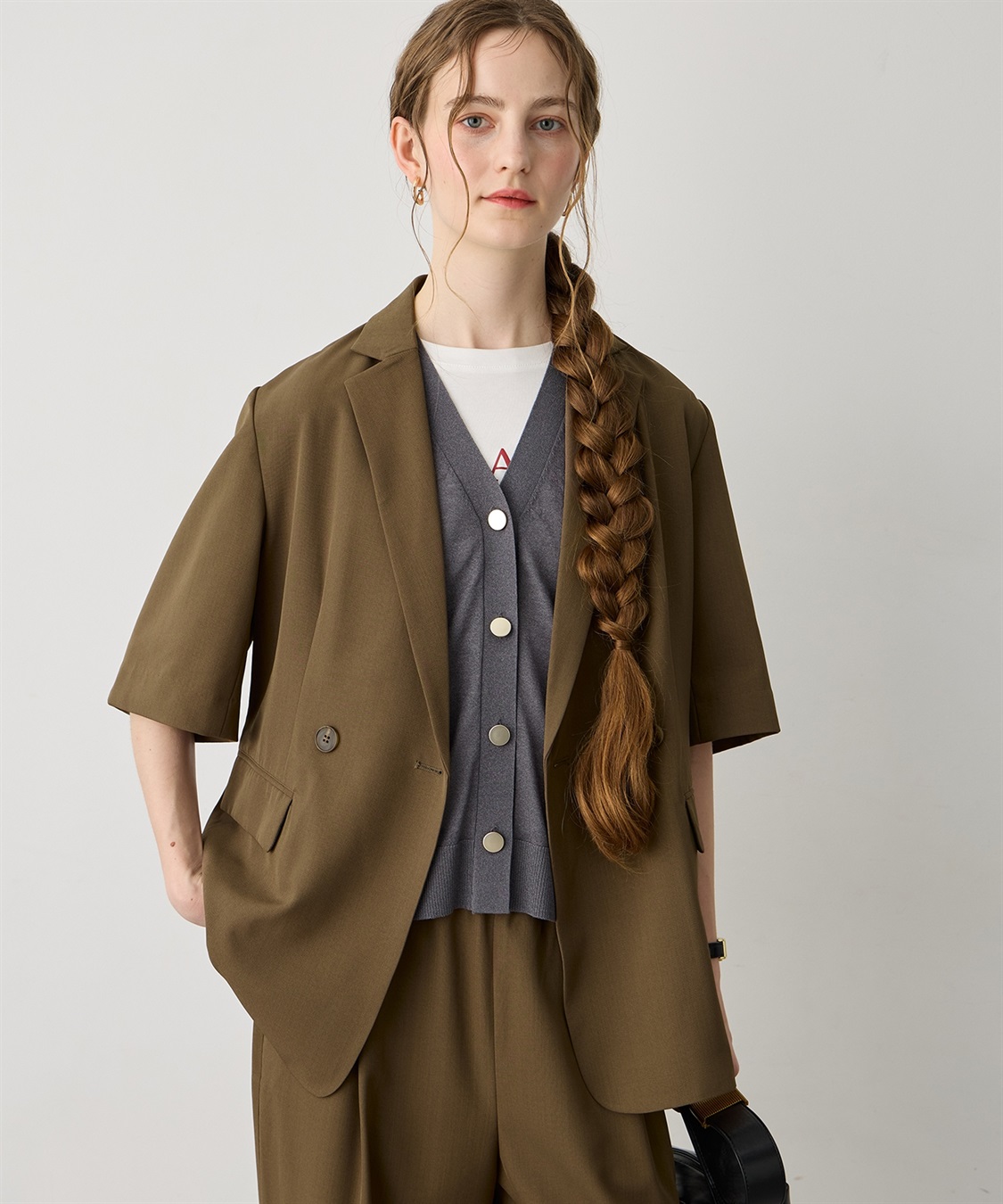 LE SOUK HOLIDAY リネンライクハーフスリーブジャケット【セットアップ対応】_main