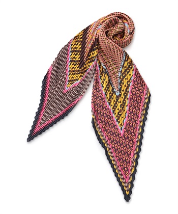 プリントプリーツスカーフ(ブラウン-フリー)