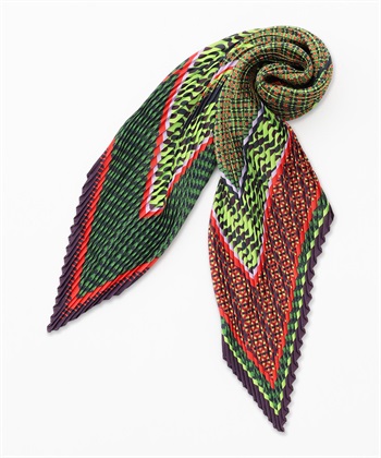 プリントプリーツスカーフ(ネイビー-フリー)