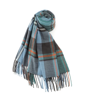 チェックストール(ブルー-フリー)