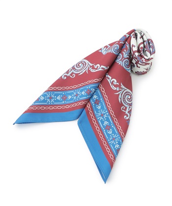 プリントスカーフ(ワイン-フリー)