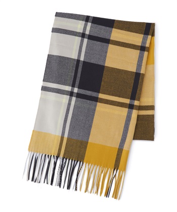 チェックストール(イエロー-フリー)