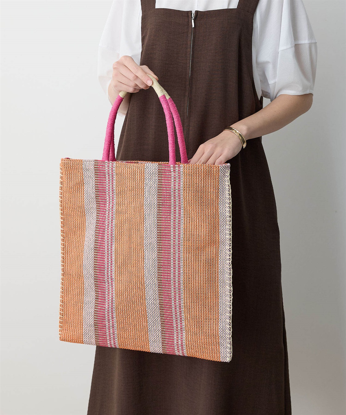 LE SOUK HOLIDAY ストライプスクエアトートバッグ_main