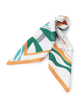 幾何柄スカーフ(オレンジ-フリー)