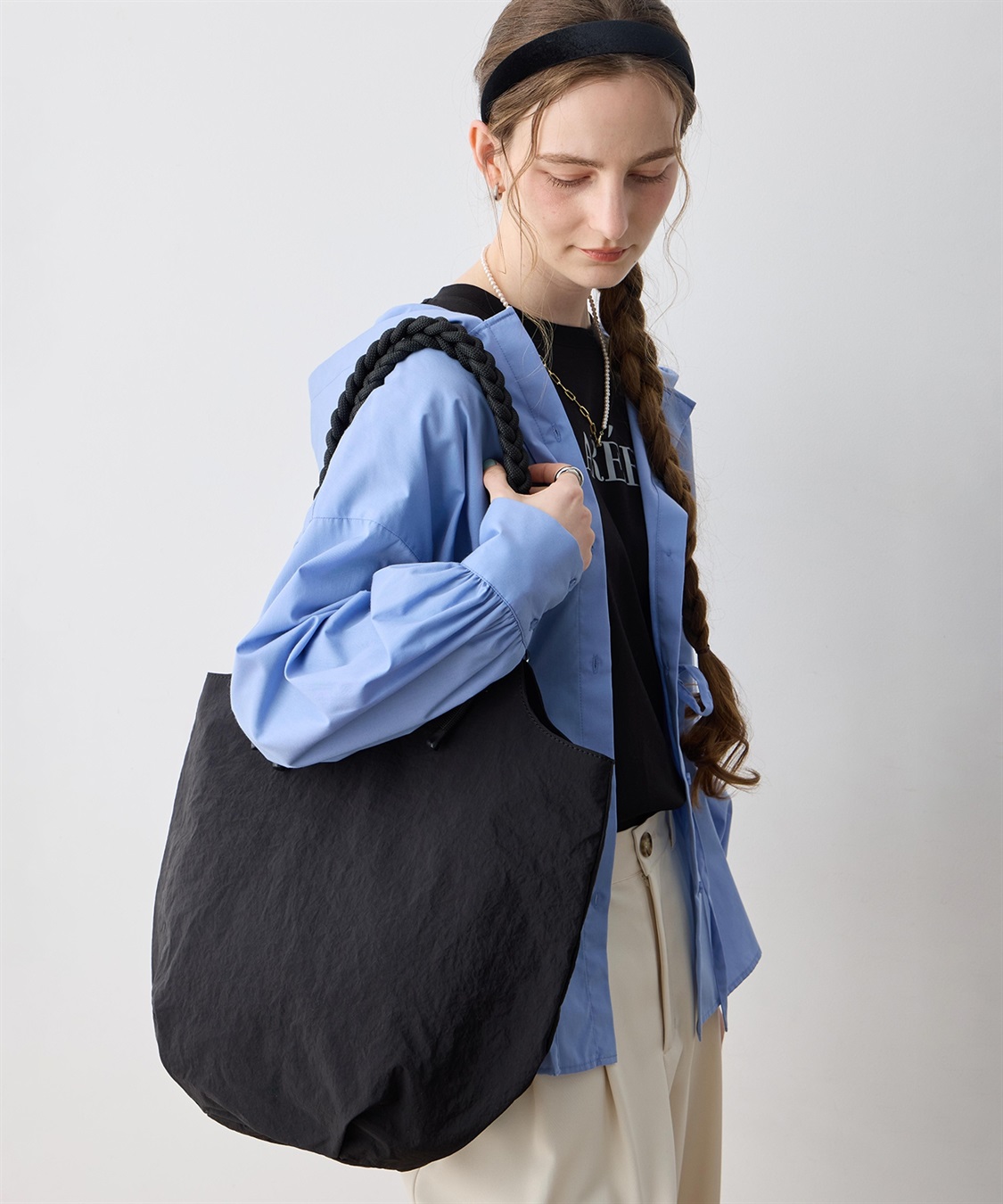 LE SOUK HOLIDAY 編み込みハンドルナイロントートバッグ_variation_1