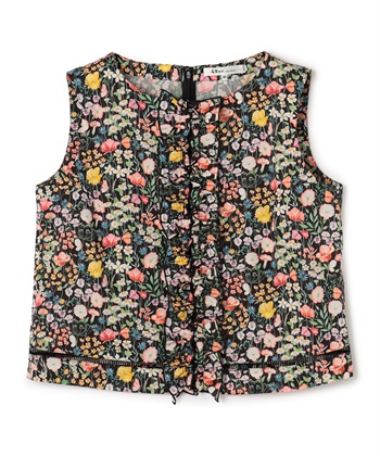 ガーデンプリントノースリーブブラウス(ブラック-9号)