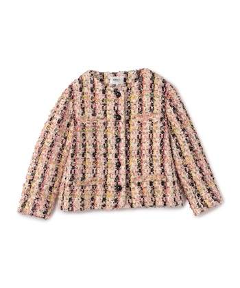 カラーツイードノーカラージャケット(ピンク-9号)