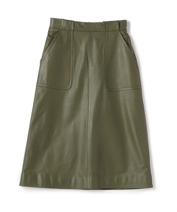 レザーフレアスカート(カーキ-9号)