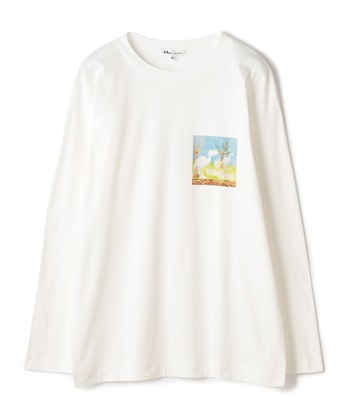 【TIME SALE】イラストプリントロングスリーブTシャツ(オフホワイト-9号)