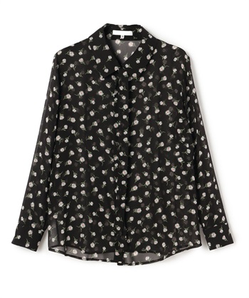 デイジー柄2wayボウタイブラウス(ブラック-9号)