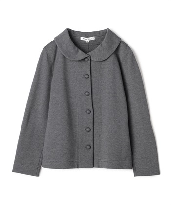 テンセル混衿付きカーディガン(グレー-9号)