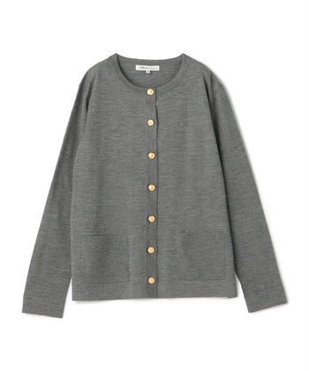 キャッシュウールボタン付きカーディガン(グレー-9号)