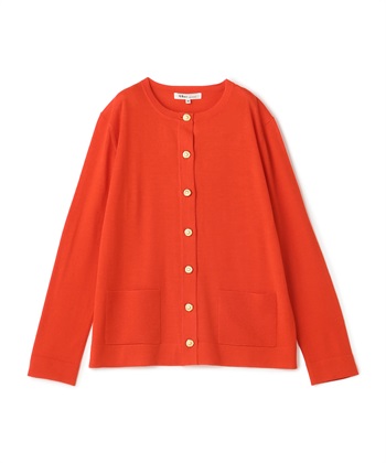 キャッシュウールボタン付きカーディガン(レッド-9号)