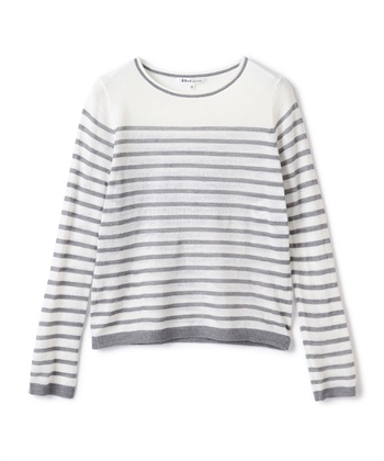 【TIME SALE】ボーダー柄サマーセーター(チャコール-9号)