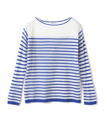 【TIME SALE】ボーダー柄ボートネックサマーセーター(ブルー-9号)