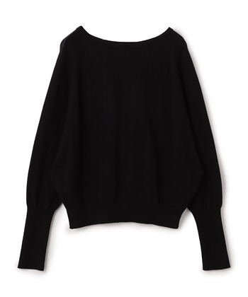 コットンカシミヤリブ切り替えニット(ブラック-9号)