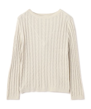 ケーブル編みプルオーバーニット(ライトグレー-9号)