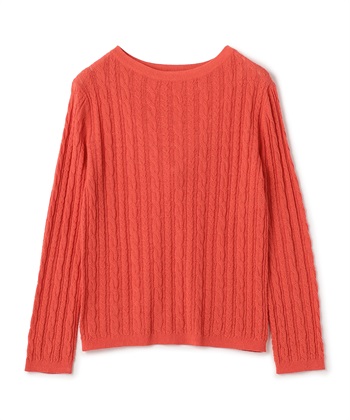 ケーブル編みプルオーバーニット(コーラル-9号)