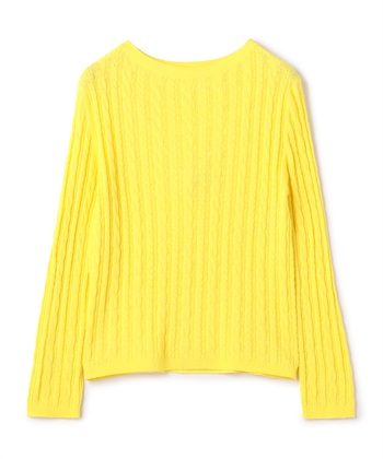 ケーブル編みプルオーバーニット(イエロー-9号)