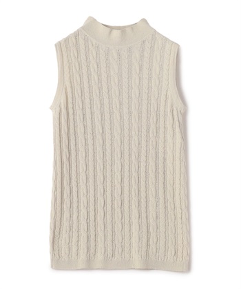 ケーブル編みノースリニット(ライトグレー-9号)