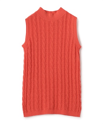 ケーブル編みノースリニット(コーラル-9号)