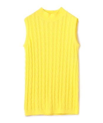 ケーブル編みノースリニット(イエロー-9号)