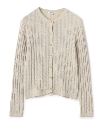 ケーブル編みカーディガン(ライトグレー-9号)