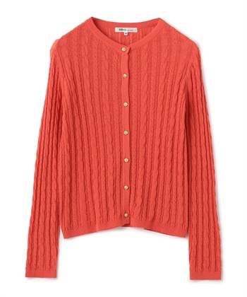 ケーブル編みカーディガン(コーラル-9号)