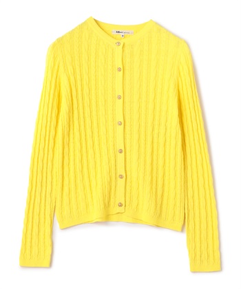 ケーブル編みカーディガン(イエロー-9号)