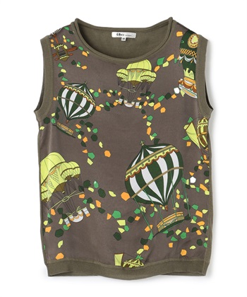 プリント切替えニットトップス(モカ-9号)