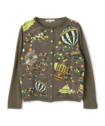 プリント切替えニットカーディガン(モカ-9号)