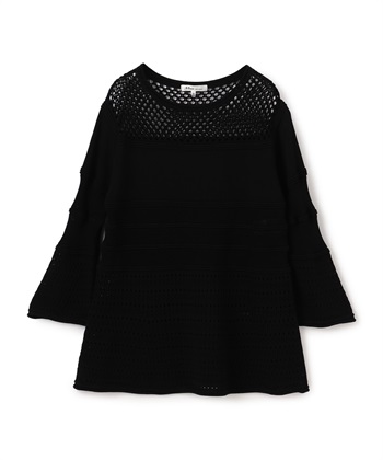 透かし編みニットプルオーバー(ブラック-9号)