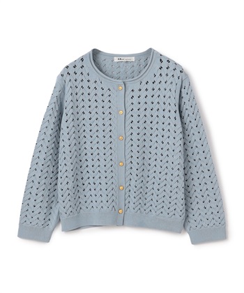 透かし編みニットカーディガン(ブルー-9号)