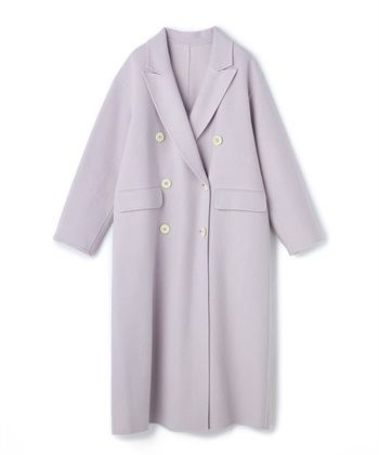 リバー仕立てダブルロングコート(ライトグレー-9号)