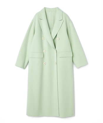 リバー仕立てダブルロングコート(ライトグリーン-9号)