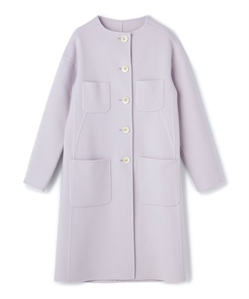 リバー仕立てシングルノーカラーコート(ライトグレー-9号)