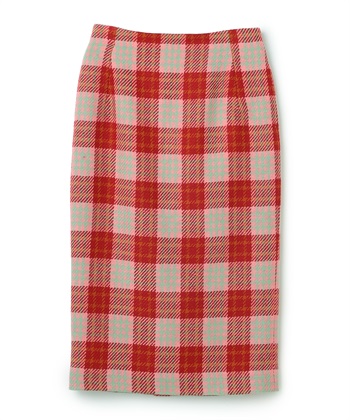 ツイード風クラシカルチェックスカート(レッド-9号)
