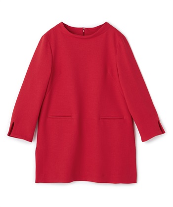 ジョーゼットチュニックプルオーバーブラウス(レッド-9号)