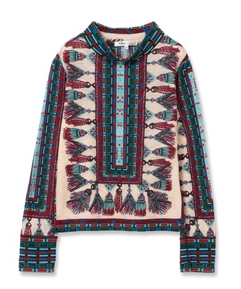 タッセル柄ハイネックトップス(ピンク-9号)