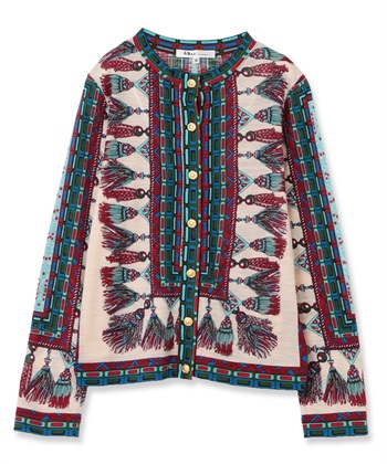 タッセル柄ウールカーディガン(ピンク-9号)