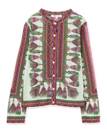 タッセル柄ウールカーディガン(ミントグリーン-9号)