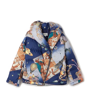 パリナイト総柄ショートダウンジャケット(ブルー-9号)