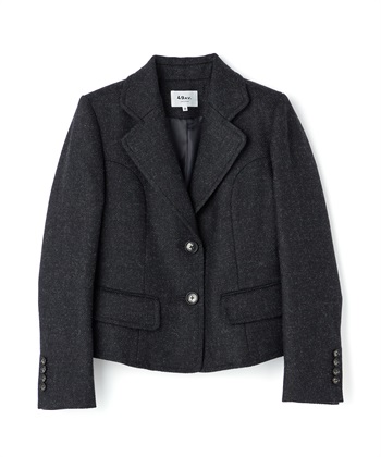 オープンカラーウールショートジャケット(チャコール-9号)