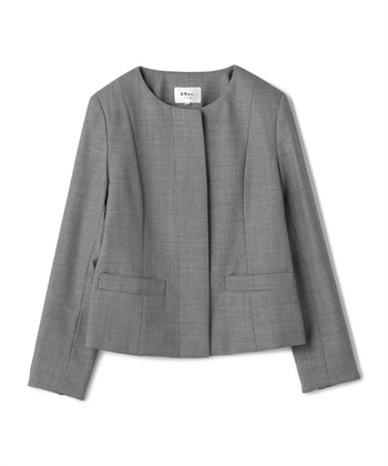 バーズアイノーカラージャケット(ブラック-9号)