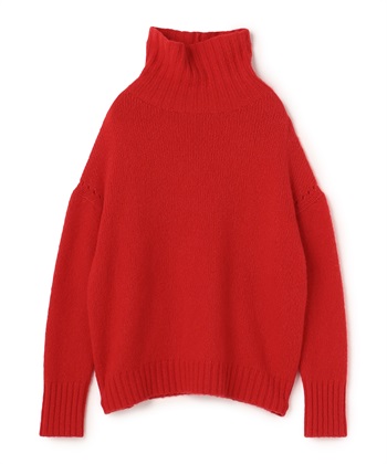 【ECO】ドロップショルダータートルネックニット(レッド-9号)