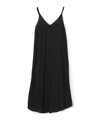 《洗える》エブ楽 Vネックフレアキャミソールワンピース【CF/クロスファンクション】(ブラック-Ｍ(丈短め))